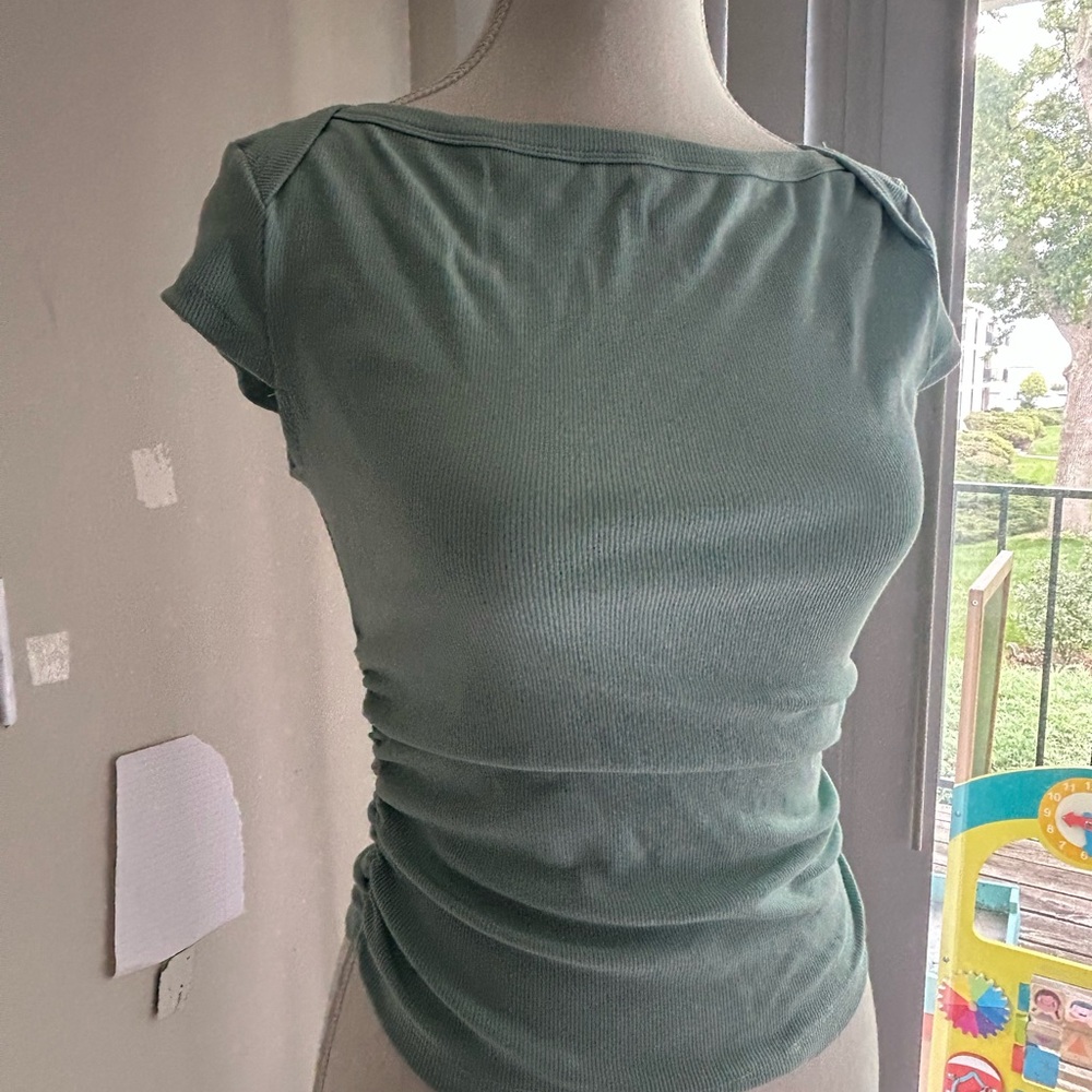 Cider Sage Green Short Sleeve Top